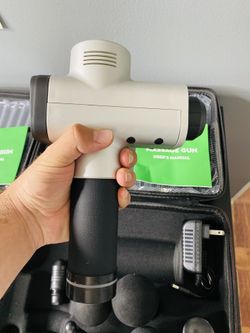 Massage Gun New Silver 24V Travel Bag 6 Heads 30 Speed