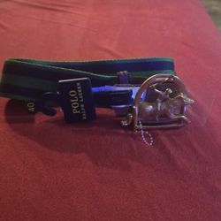 Polo Ralph Lauren  BELT S 40  STRIPED CANVAS WITH LEATHER