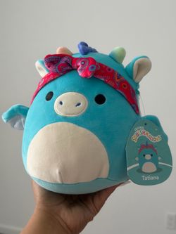 Squishmallows Original 7.5 inch Tatiana the Teal Dragon with Red Bandana - Child's Ultra Soft Plush Toy