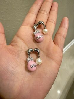 Miumiu bowknot enamel pearl Earrings 