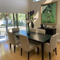 Dining Table, 6 Chairs + Hutch