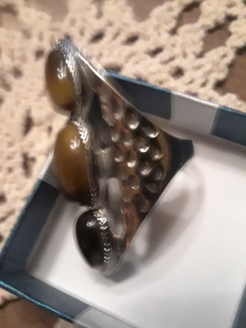 Tigers eye ring in stainless