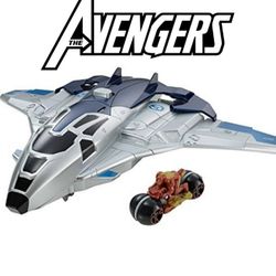 NEW IN BOX!
Rare- Hot Wheels Quinjet Moto Launcher Marvel Avengers Age of Ultron NEW!! 
Includes Iron Man Moto!