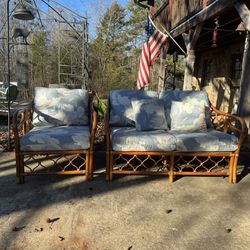 Vintage bamboo Loveseat And Chair 