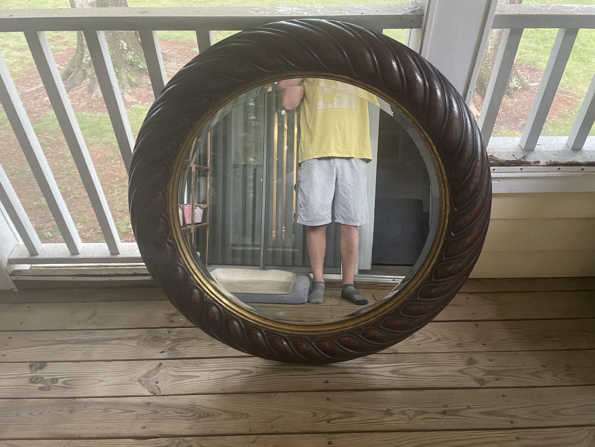 Antique Round Mirror From Late 19th Century To Early 20th Century 