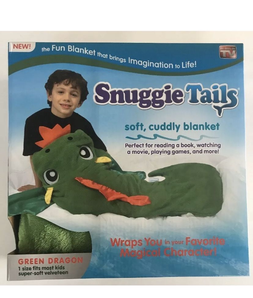 Snuggie Tails Dragon Kids Blanket Green Cozy Soft