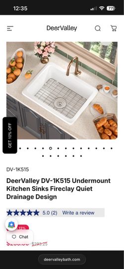 Undermount Kitchen   Sinks   Fireclay   Quiet Drainage   Design 24” worth $290
