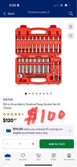 TEKTON -Pieces 3/8-in Drive Metric Shallow/Deep Socket Set 43