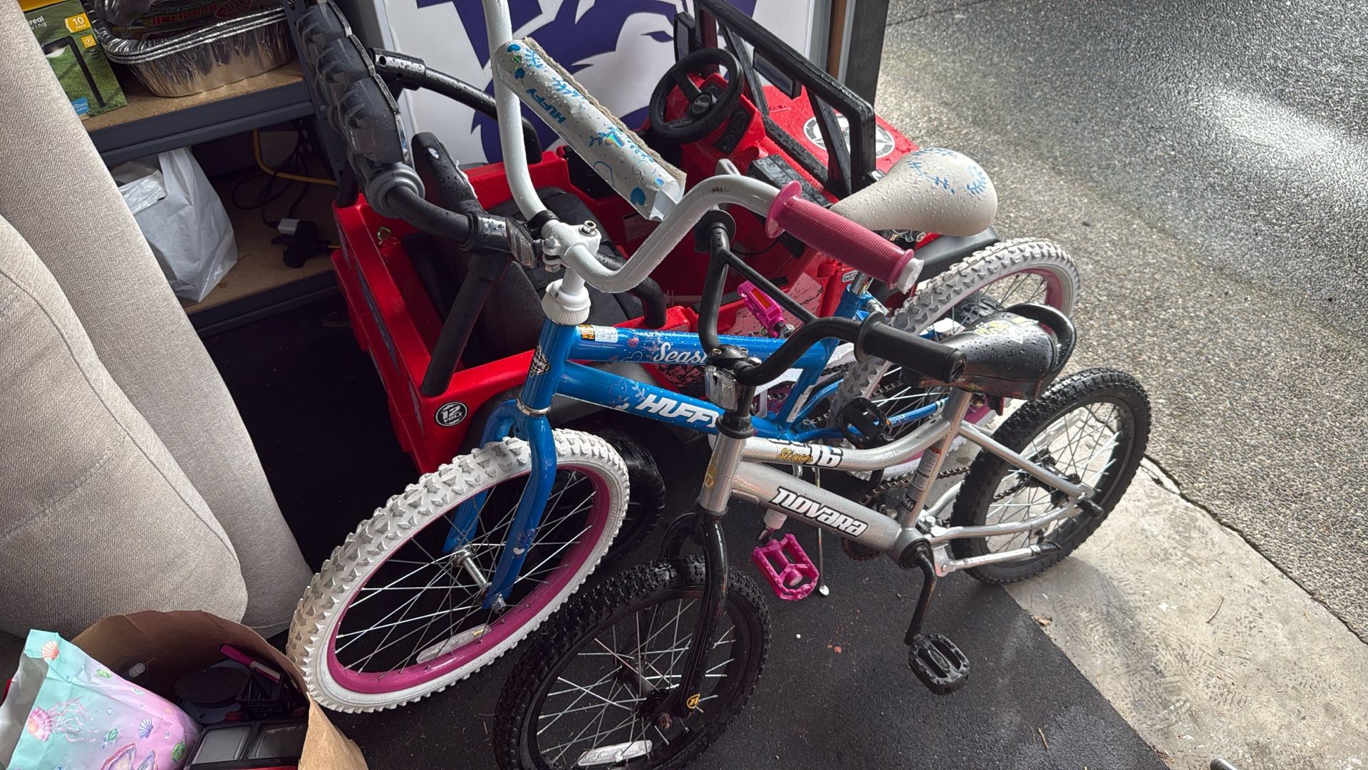 2 Kids Bikes And Barbie Jeep