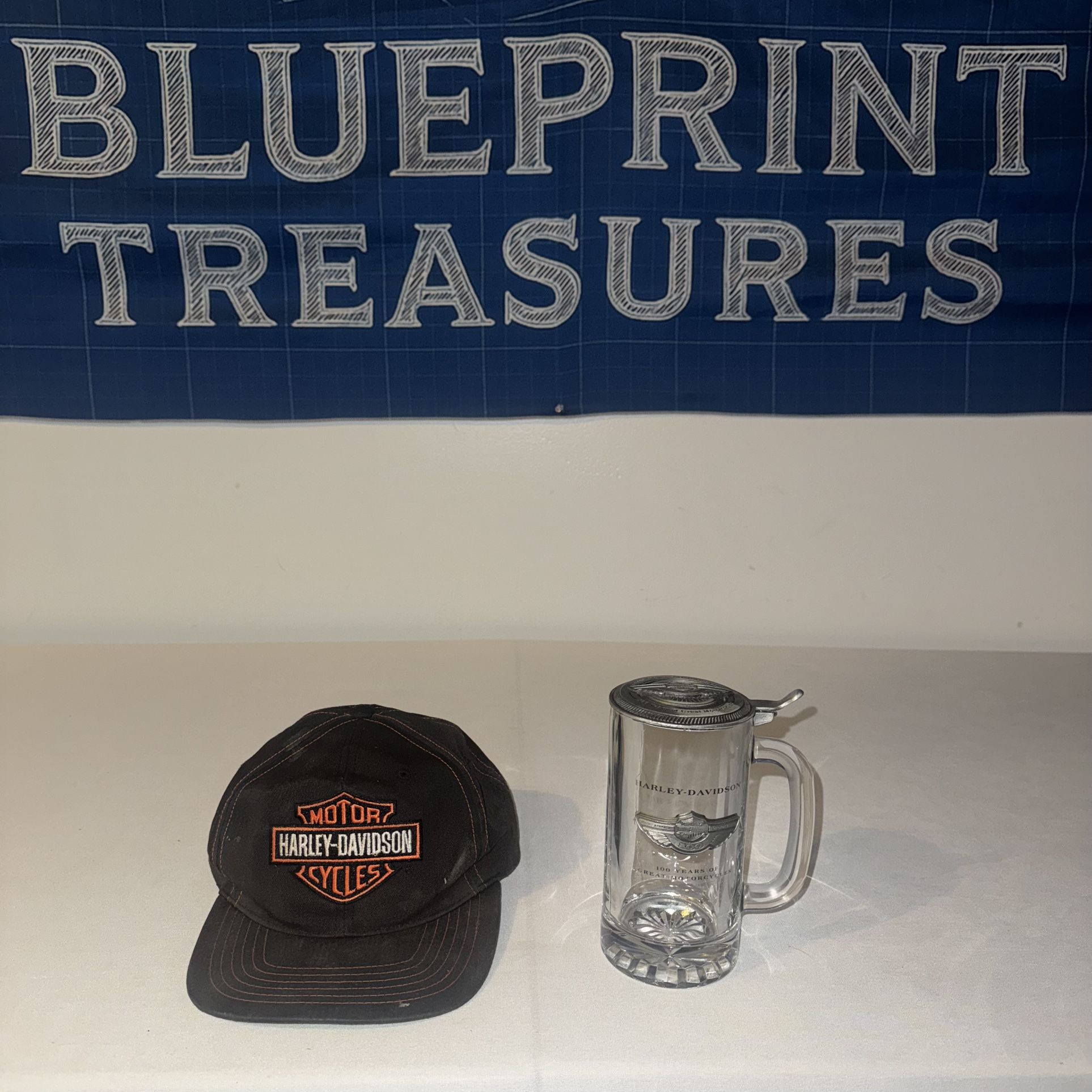 🏍️🔥 Harley-Davidson Hat + 100th Anniversary Beer Stein Set 🔥🏍️