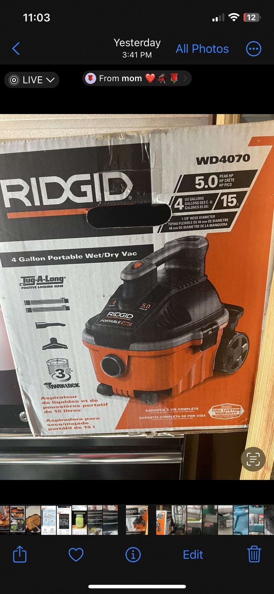 Rigid wet/dry vacuum 