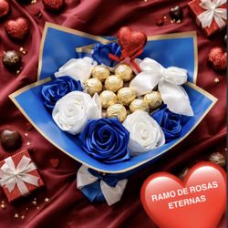 Ramo De Rosas Eternas Y Chocolate Ferrero Rocher IDEAL PARA HOMBRE 