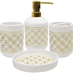 (New in Box) 
HKYH Bath Accessory 4 Piece Bathroom Set Bathroom Accessories Bathroom Set Bathroom Sets Bath Accessories Bathroom Accessories Set Bathr