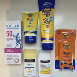 Sunscreen -Neutrogena,Banana Boat, Blue Lizard
