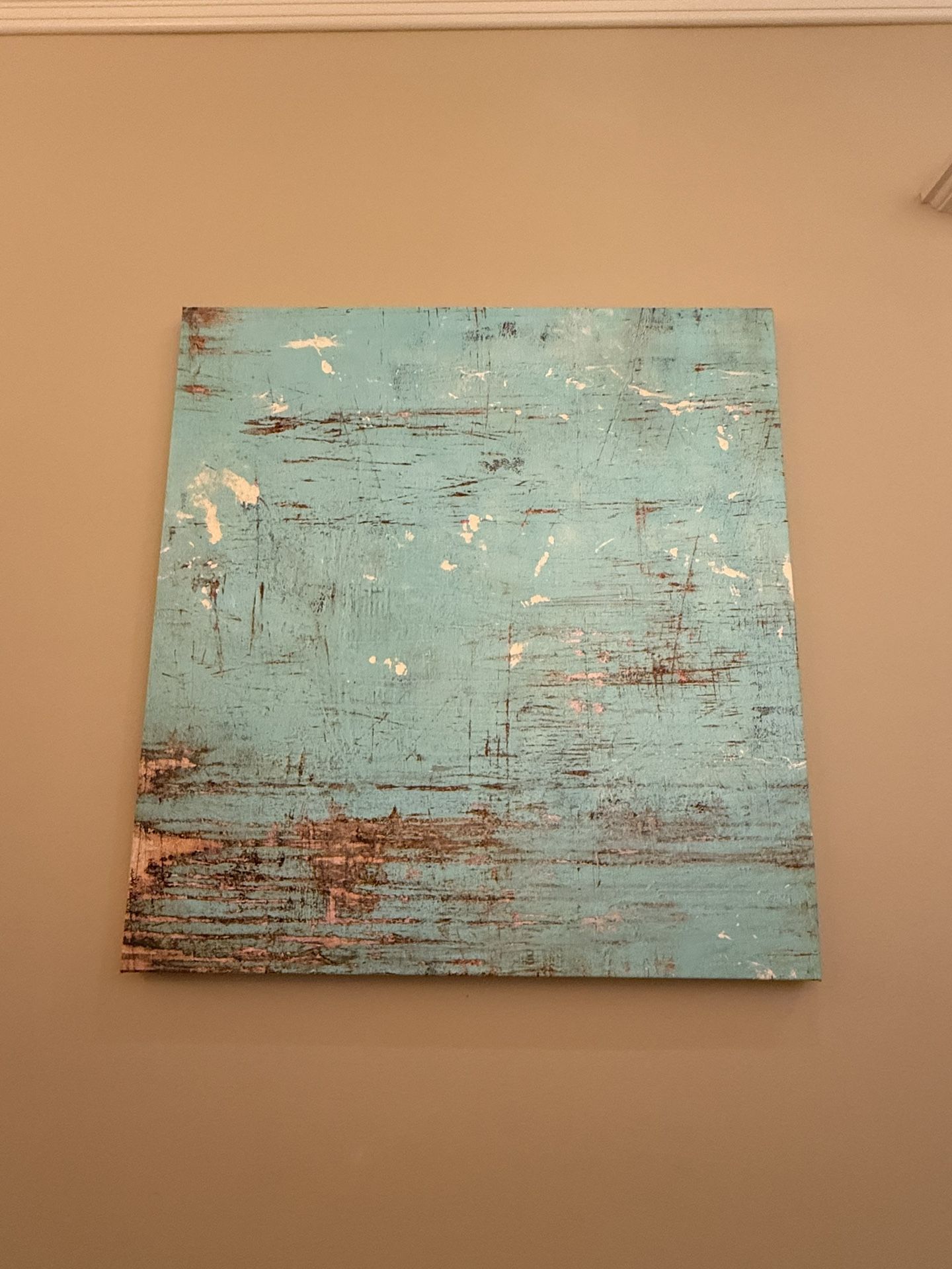 Great Big Canvas 36x34 Turquoise Abstract Art Coastal Rustic Wall Decor