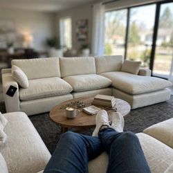Elyza Linen 3-Piece LAF Chaise Sectional