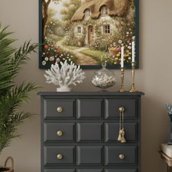 Coastal Blue Four-Drawer Accent Side Table Chest Nightstand Flexible Storage