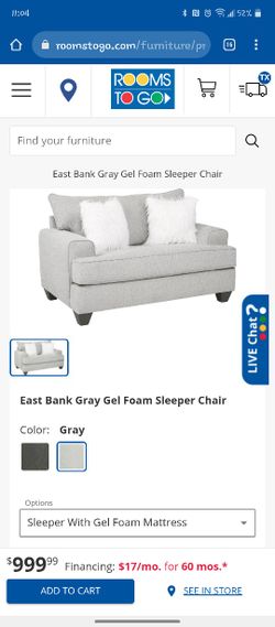 Rooms To Go East Bank Grey Sofa And Chair Sofa Sleeper for Sale in