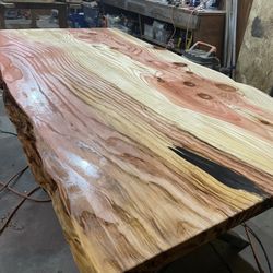 7 Ft Long Redwood Live Edge Dining Table