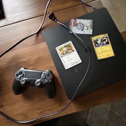 ps4 and ps4 controller with pokemon cards/only taking cash