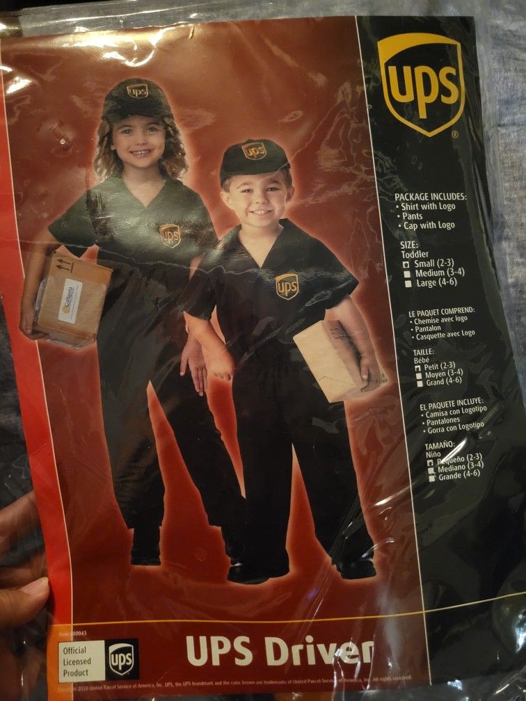 Halloween costume Size 2-3 Years. UPS Costume Comes with a pants shirt and a hat.