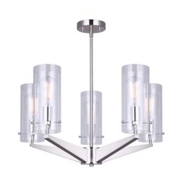 CANARM Jade 5-Light Brushed Nickel Chandelier with Clear Glass Shades