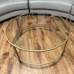 Gold Metal Round Coffee Table !!! 18” H 36” D 