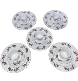 Christmas Holly Porcelain China Set