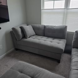 Grey Couch/Chaise By Cindy Crawford "Metropolis" - Like NEW