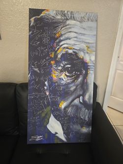 Einstein Portrait Canvas Painting with Equations