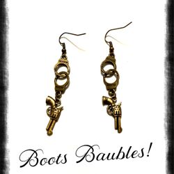 Handcuff And Pistol Freedom Earrings 
