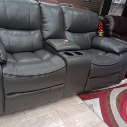 *Holiday Sale Event*---Madrid Sleek Gray Leather Reclining 3 Piece Sets---Delivery And Easy Financing Available👌