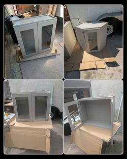 New Kitchen Wall cabinets! Glass doors! Light gray! Prices and sizes are in the description!