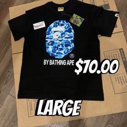 Blue And Black Bape T Shirt Size Large 