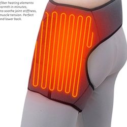 Portable electrically heated hip and thigh pad. Includes moxa wool pad.