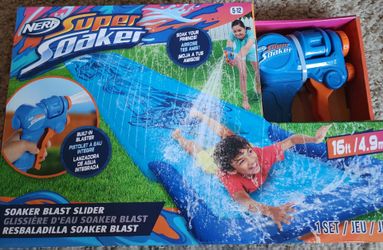 ** 🌊 NERF Super Soaker Blast Water Slide w/ Built-In Blaster – NEW!**