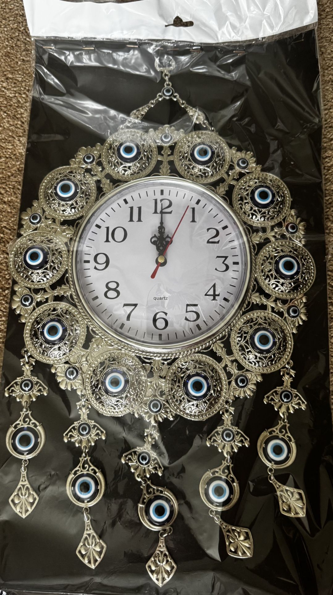 Lucky Evil Eye Hanging Wall Clock Decorative Protection From Turkey