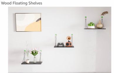 (3) Black Wooden Floating Shelves