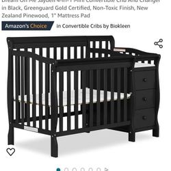 4 in 1 Mini Crib With Mattress And Bedding 
