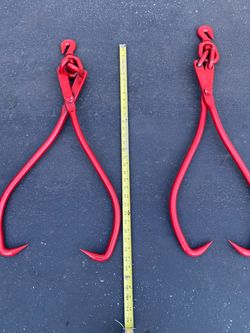 Red Steel Meat Hooks with Swivel Top – Set of 2