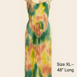 Free Press XL Tie-Dye Pleated Dress – 48” Long