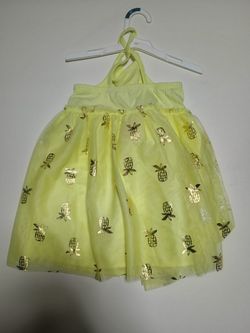 Yellow Halter Dress with Gold Pineapple Print