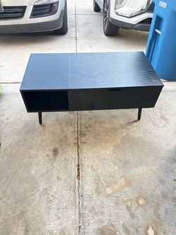 Black Mid-Century Modern Coffee Table with Storage
