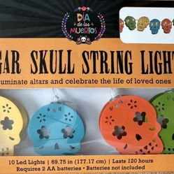 Day Of The Dead/ Sugar Skull String Lights. Dia de Los Muertos NEW Haloween