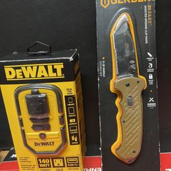 DEWALT 140 WATT POWER INVERTER  AND GERBER STAINLESS STEEL  BLADE   NEW 