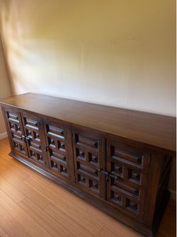 Drexel mid-century modern wood dining buffet with storage - 75”x19”x30” H