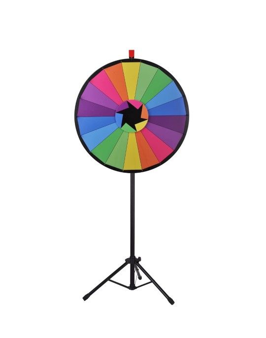 WinSpin 30" Editable Color Prize Wheel of Fortune 18 Slot Floor Stand Tripod Spin Game Tradeshow Carnival