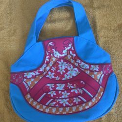 NEW Floral & Blue Lunch Tote Bag with Magnetic Closure
