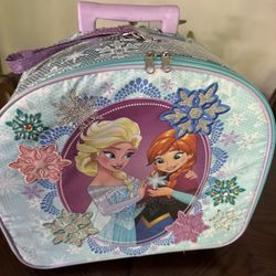 Disney Frozen Anna and Elsa Rolling Luggage, Adjustable Handle,Carry-on Suitcase