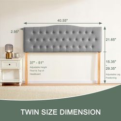 Huatean Home Tufted Upholstered Headboard Twin Size, Sturdy and Durable Solid Wood Twin XL
